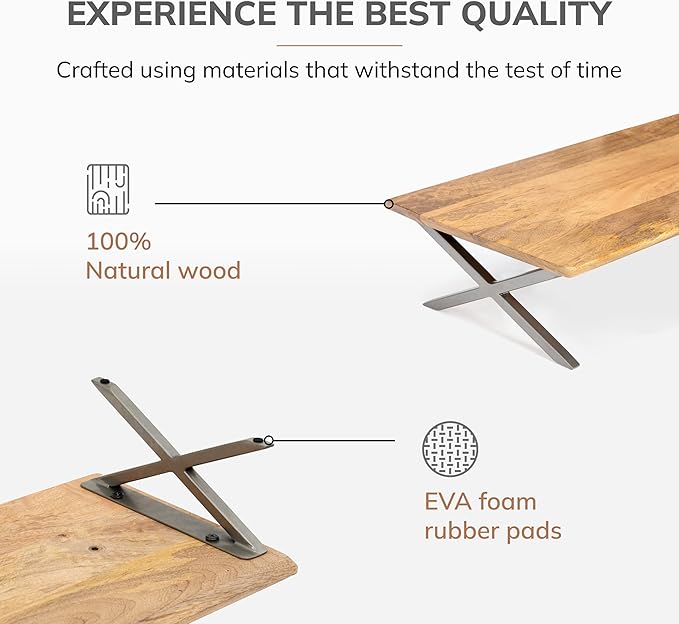 Anji Mountain Monitor Stand - Desktop Organizer & Laptop Riser, Ergonomic Monitor Riser, Space-Saving Monitor Stand for Desk, Durable Construction, Easy Assembly, Ideal for Home & Office,Natural