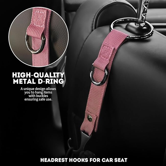 IronSeals 2 Pack Headrest Hooks for Car Seat, Heavy Duty Metal Utility Seat Hooks for Car Seat Organizer, Car Clips for Hanging Bag, Purse