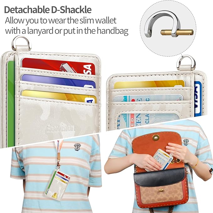 EcoVision Slim Minimalist Front Pocket Wallet, RFID Blocking Credit Card Holder Wallet with Detachable D-Shackle for Men Women