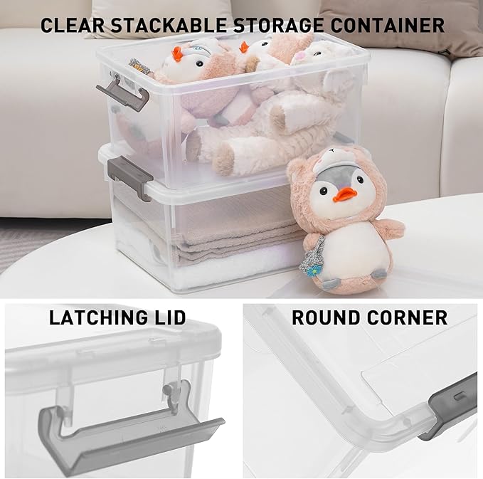 ITYLIFE CITYLIFE 6 Packs 17 QT Plastic Storage Bins with Lids Large Stackable Storage Containers for Organizing Clear Storage Box for Garage, Closet, Classroom, Kitchen