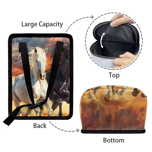 Biyejit Sunset Horse Car Trash Can with Lid Car Accessories Leak Proof Car Trash Bag Hanging Waterproof Car Garbage Can Multipurpose Storage Container for Back Seat Road Trip