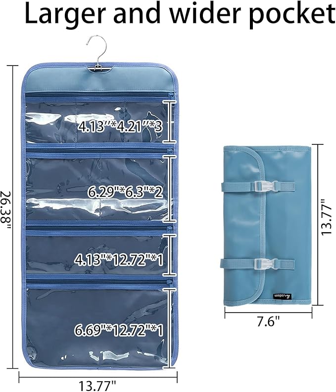 Foldable Clear Hanging Travel Toiletry Bag Cosmetic Organiser Storage