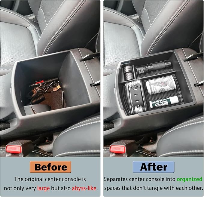 RUNROAD Center Console Organizer Tray Compatible with Hyundai Kona 2018-2023 Accessories, Insert Armrest Tray Console Storage Box Kona Organizer ABS Dividers Coin Holder, Black