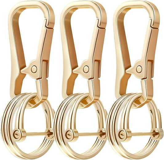 Metal Keychain Clip with Key Rings and D Ring, Heavy Duty Carabiner Key Chain Hook Holder for Car Home Keys