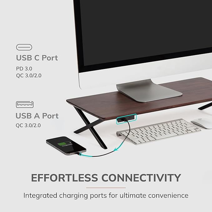 Anji Mountain Monitor Stand - Desktop Organizer & Laptop Riser, Ergonomic Monitor Riser, Space-Saving Monitor Stand for Desk, Durable Construction, Easy Assembly, Ideal for Home & Office,Walnut