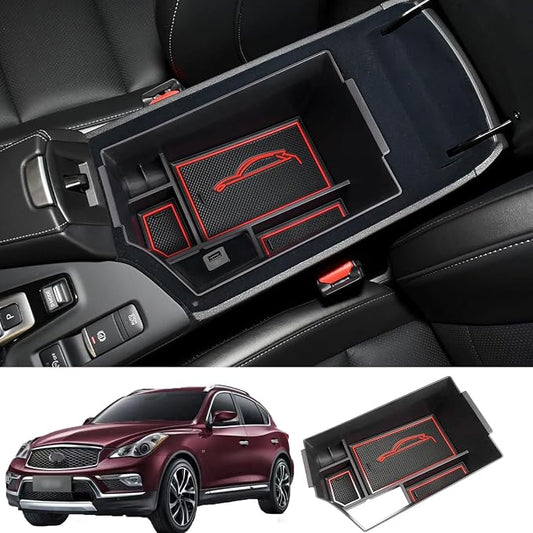 Gah for Infiniti QX55 QX50 Center Console Armrest Storage Box compatible with Infiniti QX50 2018 2019 2020 2021 2022 2023 Infiniti QX55 2022 2023 Tray Insert Organizer Glove Pallet Accessories (red)