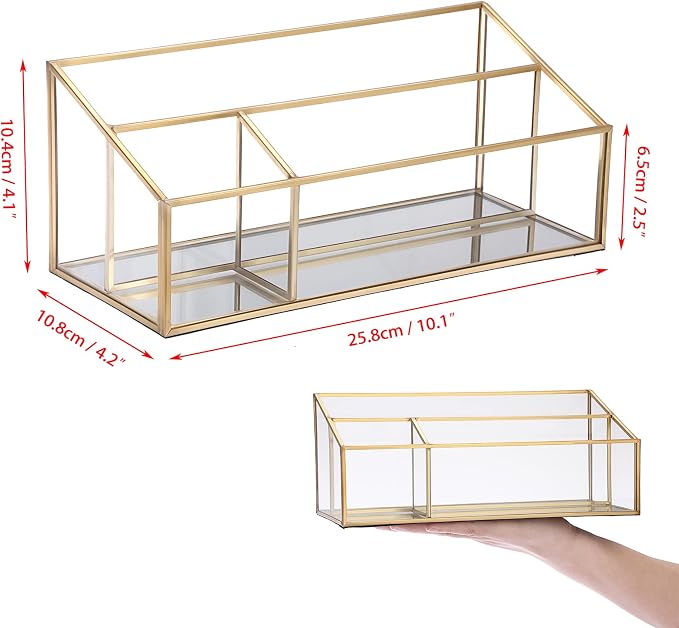 Sumnacon Glass Mail Organizer for Desk, Gorgeous Desktop Mail Holders, Clear Makeup Brush Paper File Organizer, Modern Mail Organization for Living Room Office Kitchen Countertop
