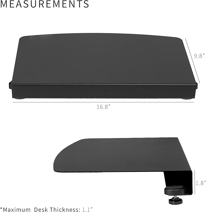 VIVO Clamp-on 17 inch Corner Desk Connector Sleeve Plate, L Desk Platform Extender Attachment, Black, DESK-AC07C