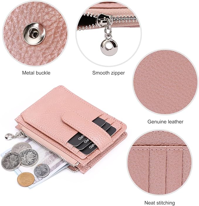 Slim Wallet for Women Genuine Leather Card Holder Thin Womens RFID Blocking Small Wallets