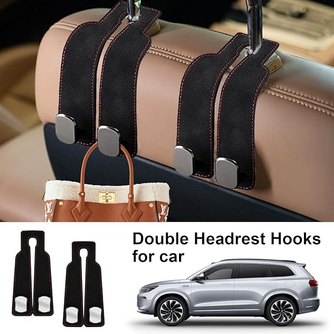 2 Pack Car Back Seat Headrest Hook for Car Handbag Clothes Coats Grocery Bags Car Interior Accessories