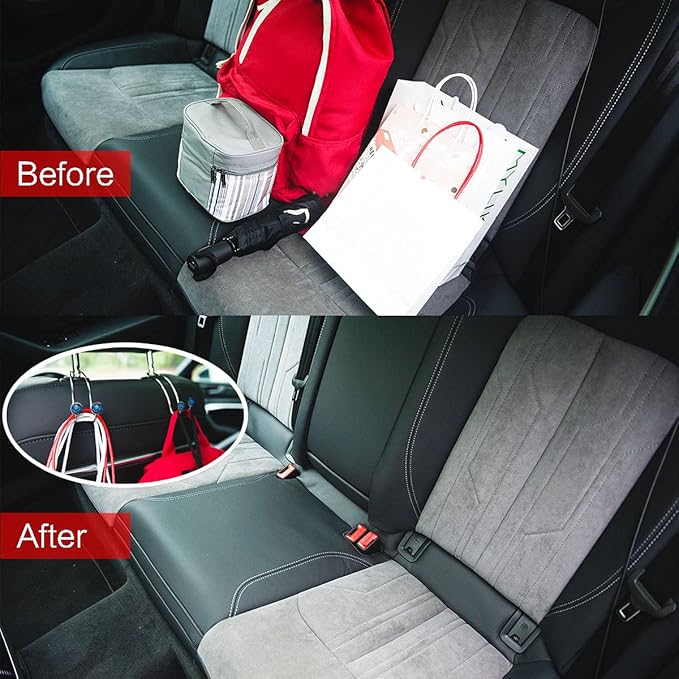 4 Pack Bling Bling Car Hooks, Universal Car Headrest Hooks, Strong Stainless Steel Car Seat Headrest Hanger Hooks for Purses & Grocery Bags (Blue)