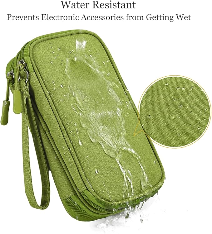 CAAORDKSO Electronic Organizer Travel Cable Accessories Bag, Case for Cable, Cord, Charger, Phone, Power Bank, Earphone (Grass Green, Medium)