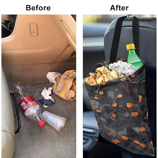 Leaf Camouflage Car Trash Bag,Reusable Car Trash Can,Multi-Function Hanging Garbage Can,Small Car Door Organizer, Car Trash Can Front Seat,Car Seat Back Storage Box