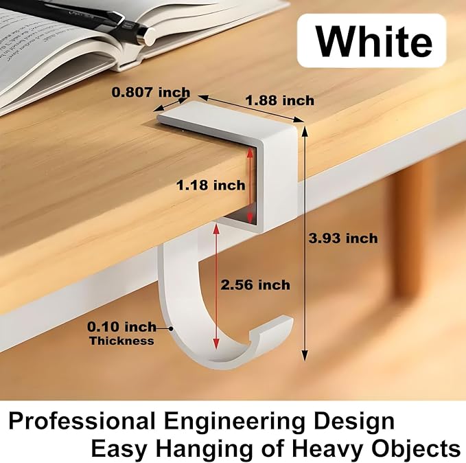 JAKO Headphone Stand, Headset Stand for Desk Aluminum Alloy Headphone Holder Hanger with Fit for Computer Accessories, Study Desk Hook for Xbox/PS4 Gaming Headset, Office, Computer Desk (2 Pcs White)