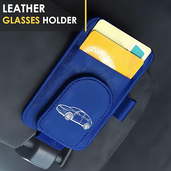 Model Y Sunglass Holder Clip Compatible with Tesla Model Y Juniper Interior Accessories Organizer Eyeglass Hanger Visor Ticket Card Decor Sunglasses Holders Part De Decorations (Blue)