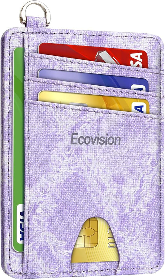 EcoVision Slim Minimalist Front Pocket Wallet, RFID Blocking Credit Card Holder Wallet with Detachable D-Shackle for Men Women