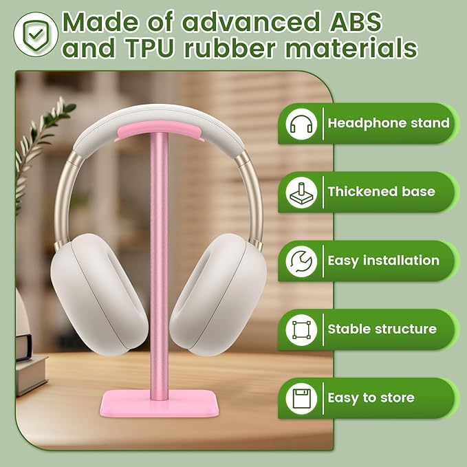 Headphone Stand, Universal Gaming Headset Holder, Portable & Disassemblable, Pink