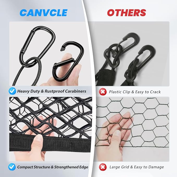 Truck Bed Cargo Net for Toyota Tacoma 2024-2026, Envelope Style Pickup Truck Bed Net for Tacoma Accessories, Upgraded Trunk Cargo Net Storage Bag with Metal Carabiners