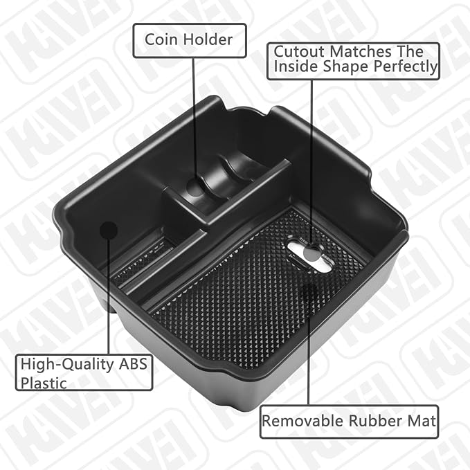 HGWEI Center Console Organizer Compatible with VW Tiguan 2018 2019 2020 2021 2022 2023 2024 And Volkswagen Taos 2022-2025, ABS Insert Tray Armrest Storage Box Interior Accessories, Black