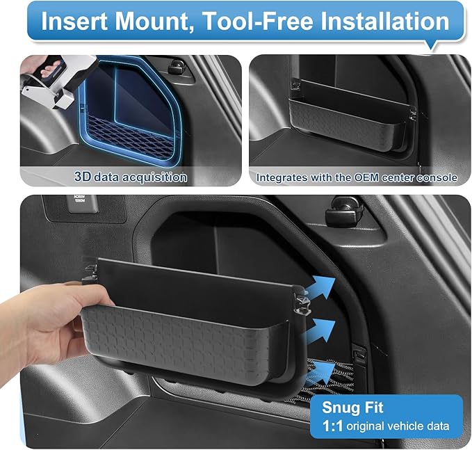 2026 RAV4 Console Organizer (Cargo Side), for Toyota RAV4 (LE/SE/XLE Premium/Woodland/XSE/Limited), Durable ABS &Anti-Slip Cargo Side Pockets Insert 2026 RAV4 Accessories