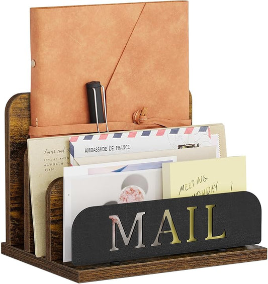 YINMIT Mail Organizer Countertop, Mail Holder with 3-Slot, Desktop Mail Sorter, Mail Organizer for Desk, Letter Sorter File Holder, Office Desk Organizers and Accessories