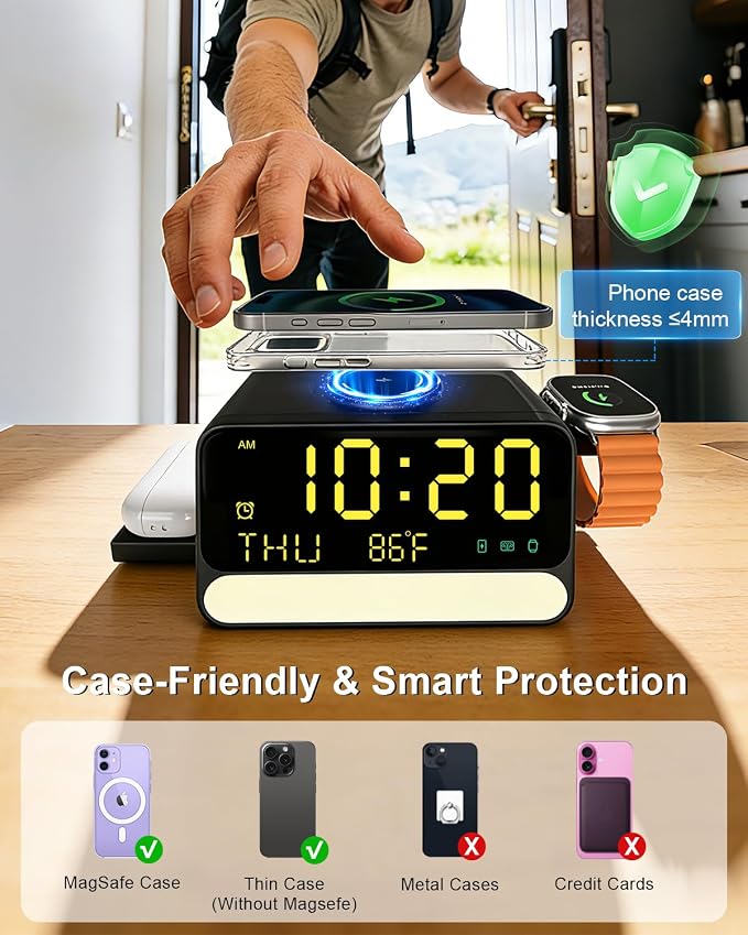 Upgraded 7-in-1 Wireless Charging Station for Apple&Samsung,Magnetic Charger with Voice-Controlled Night Light,for iPhone 17/16/15/14 Pro Max,Samsung Galaxy,Google Device,Apple&Samsung Watch,AirPods