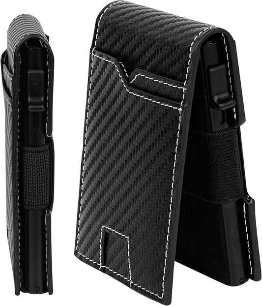 Slim Wallet for Men, Smart Wallet with RFID Blocking - Men's Wallet Minimalist Passport Credit Cards Holder Pop-up Aluminum Wallet Holder, Carbon Fiber Leather Wallet 10 Cards Capacitiy