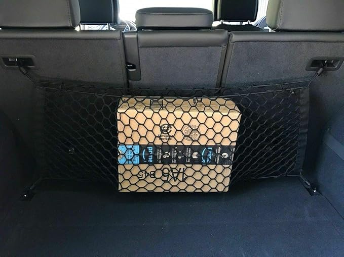 Rear Seats Trunk Organizer Cargo Net for Audi Q8 SQ8 2019-2025 – Envelope Style Cargo Net for SUV – Premium Mesh Car Trunk Organizer Vehicle Carrier Storage – Compatible with Audi Q8