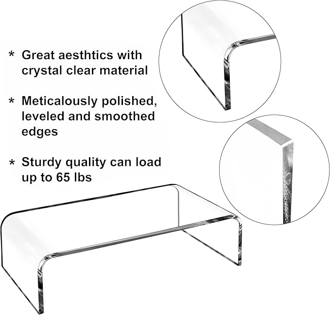 AMT Premium Acrylic Clear Monitor Stand Laptop/PC/Multimedia Monitor Riser for Home Office