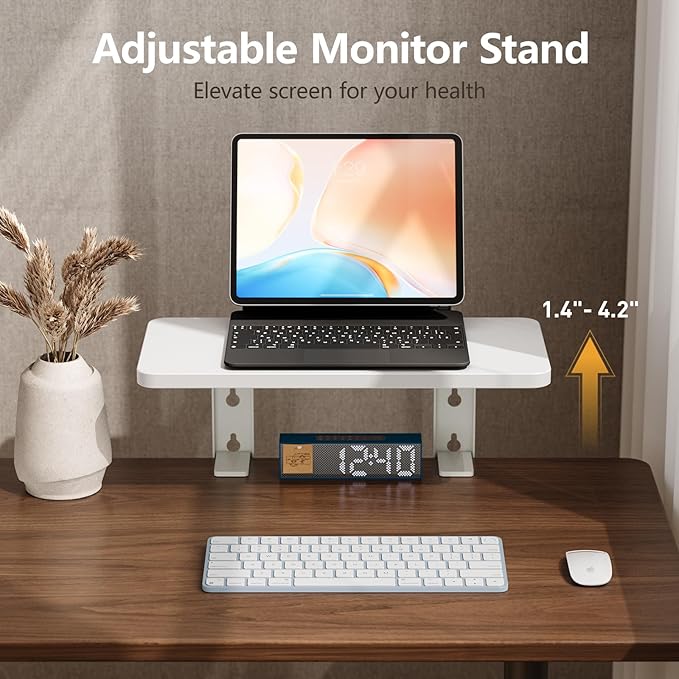 3 in 1 Clamp-on 15.7"×7.5" Desk Extender, Heavy-Duty Side/Top Desk Organizer Shelf, Adjustable Desktop Storage for Office Accessories, Monitor and Laptop Riser, White