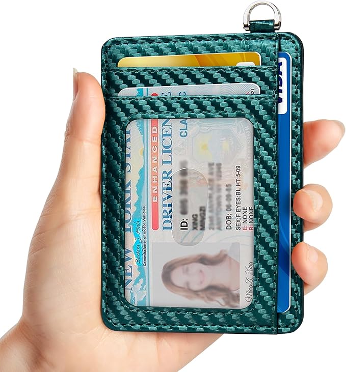 EcoVision Slim Minimalist Front Pocket Wallet, RFID Blocking Credit Card Holder Wallet with Detachable D-Shackle for Men Women