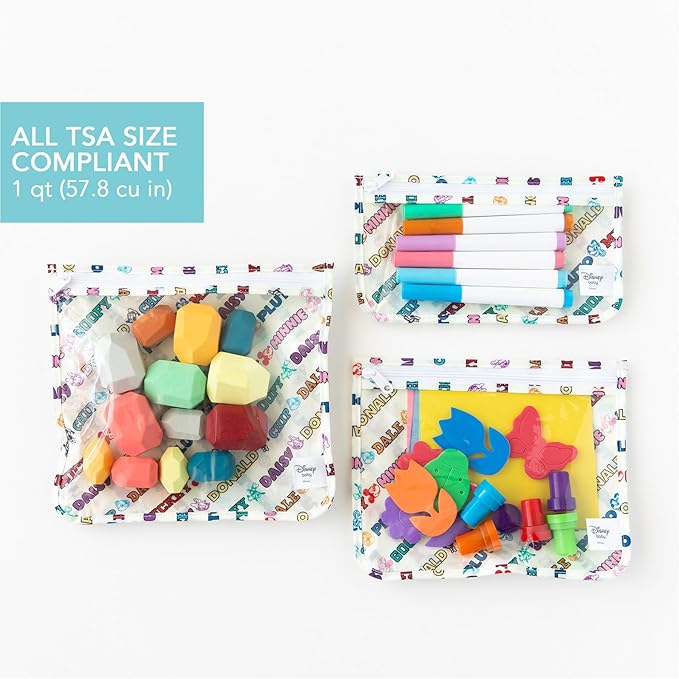 Bumkins Travel Bag, Toiletry, TSA Approved Packing Pouch, Zip Bag, Quart Size Airline Compliant, Clear-Sided, Set of 3 Sizes