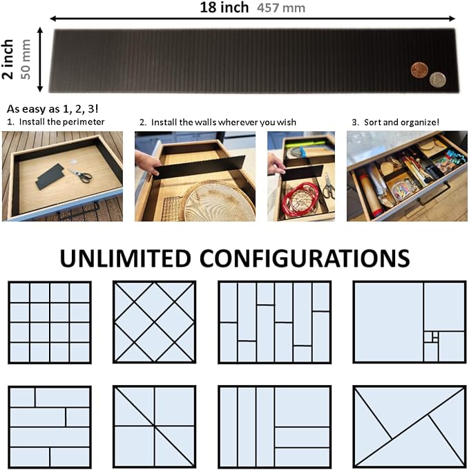 Customizable Grid Drawer Dividers, Cut to Fit Organizer | Custom drawer dividers that fit any drawer. DIY cut to fit design, adjustable organizer for kitchen, bathroom, desk, and more