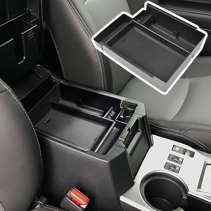 EDBETOS Full Size Center Console Organizer Tray Compatible with Toyota 4Runner Accessories 2010-2020 2021 2022 2023 2024 Insert Armrest Box Secondary Storage Divider ABS Materials, Black Trim
