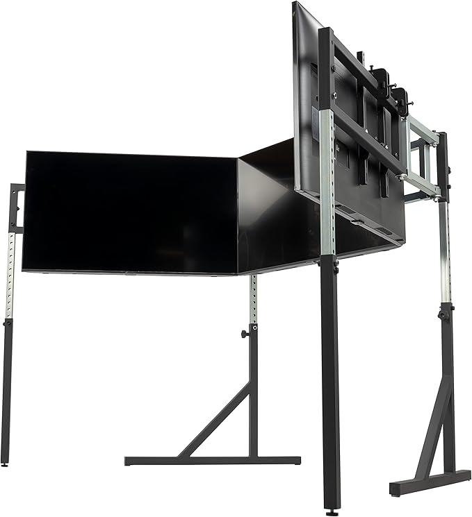 SimFab Triple Monitor and TV Floor Stand for Racing and Flight Simulators Model HD | Over 100x100mm VESA Mount, 40-55 inch Monitors or TVs (Triple Monitor or TV Stand, HD Mount Brackets)