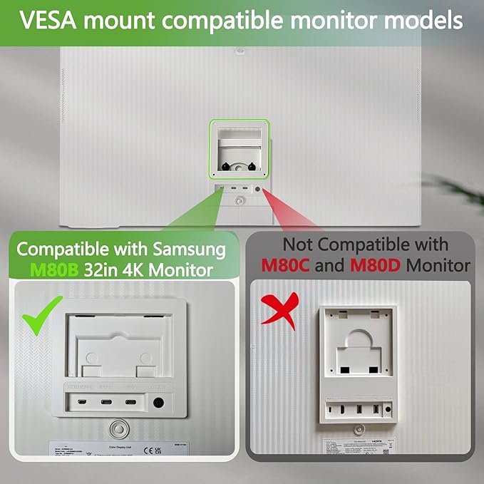M80B VESA Adapter Compatible with Samsung M8 Series 32in 4K Monitor for 32M80B, 32BM80, LS32BM801，LS32BM80B，LS32BM80G，2022 Model（Not Compatible with 2023 M80C and M80D）