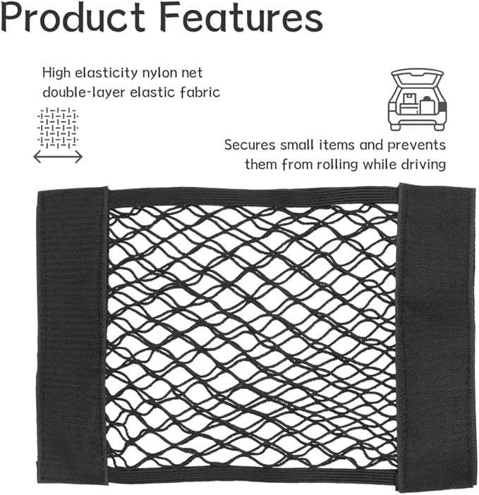 3 Pack Car Trunk Storage Net with Nylon Sticker, Mesh Cargo Net for Car Trunk Storage, Secure Cargo Holder for Auto SUV Trunk Back RV Camper, Pouch Bag Storage for Storing Bottles Tools Small Items