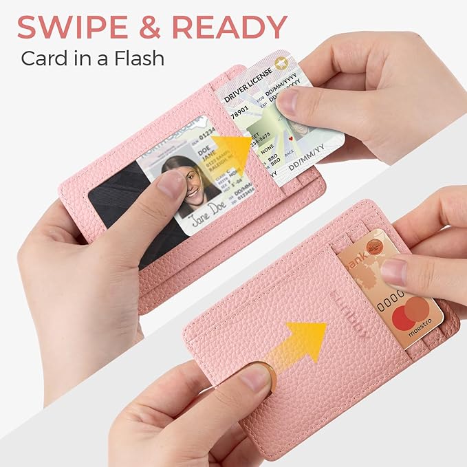 RUNBOX Slim ID Cases Minimalist Front Pocket RFID Blocking Leather Wallets for Men and Women Card Holder Wallets Gifts for men