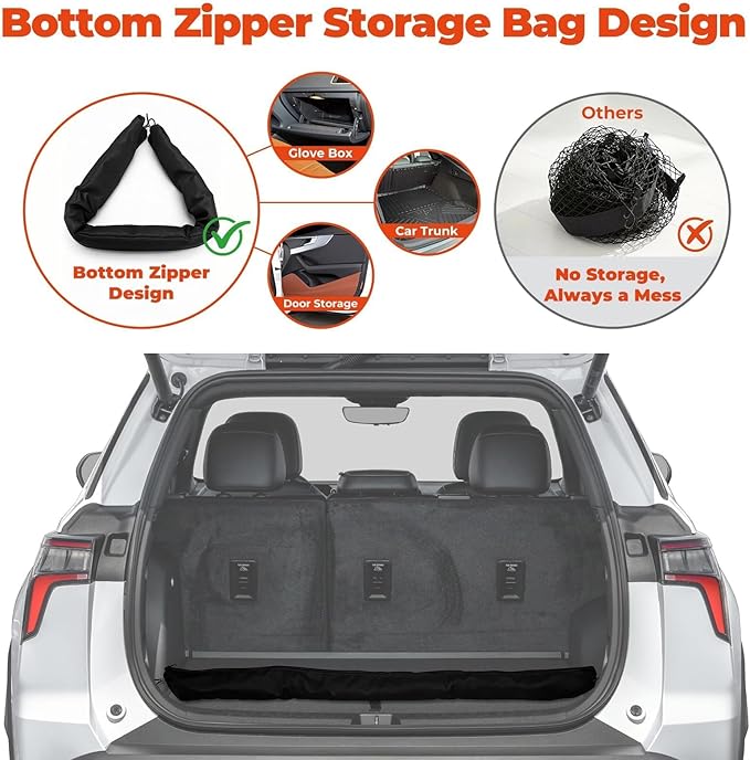 3-Layer Cargo Net for Chevrolet Tahoe/GMC Yukon/Cadillac Escalade 2015-2020, Zoned Storage Trunk Net with Zippered Bottom Bag, Heavy-Duty Cargo Organizer Netting for Camping, Trips & Everyday Use