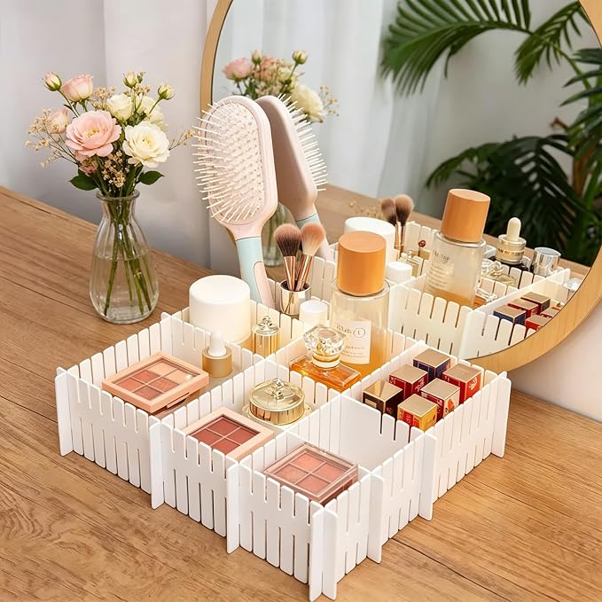 8 White Adjustable Grid Drawer Dividers, Diy Storage Organizer, Used For Organizing Tables And Boxes, Can Be Cut Freely