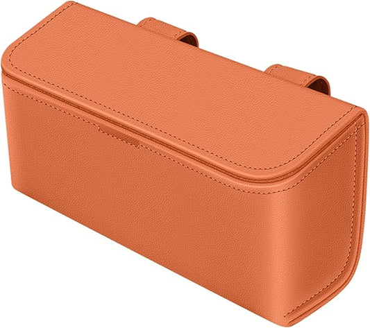 Car Sunglasses Holder, Large Capacity Universal Fit Magnetic Closure Clip-On Visor Accessories Glasses Protective Storage Box for Man Women Orange