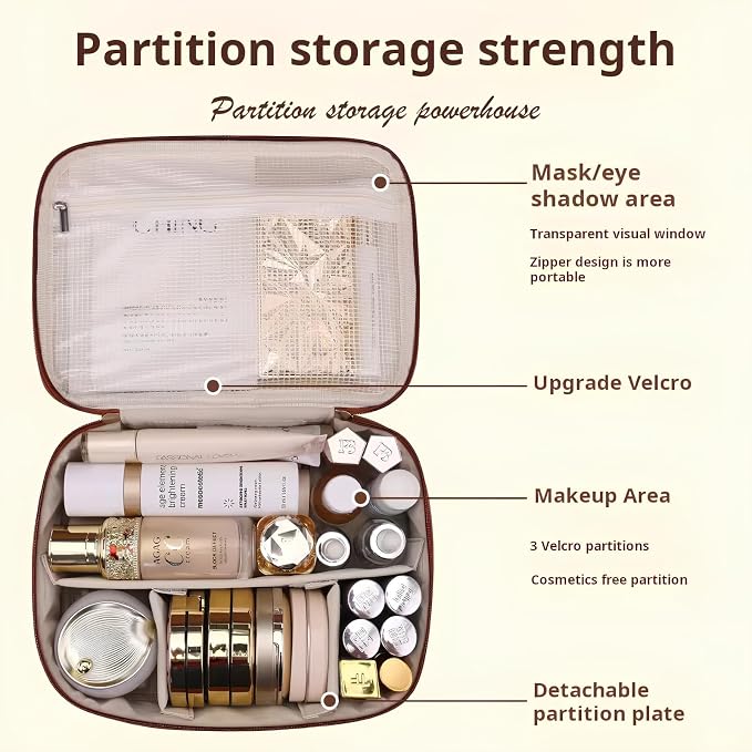 Luxury Makeup Bag for Women Travel Organizer Cosmetic Pouch Waterproof Toiletry Bag Large Capacity Elegant Design