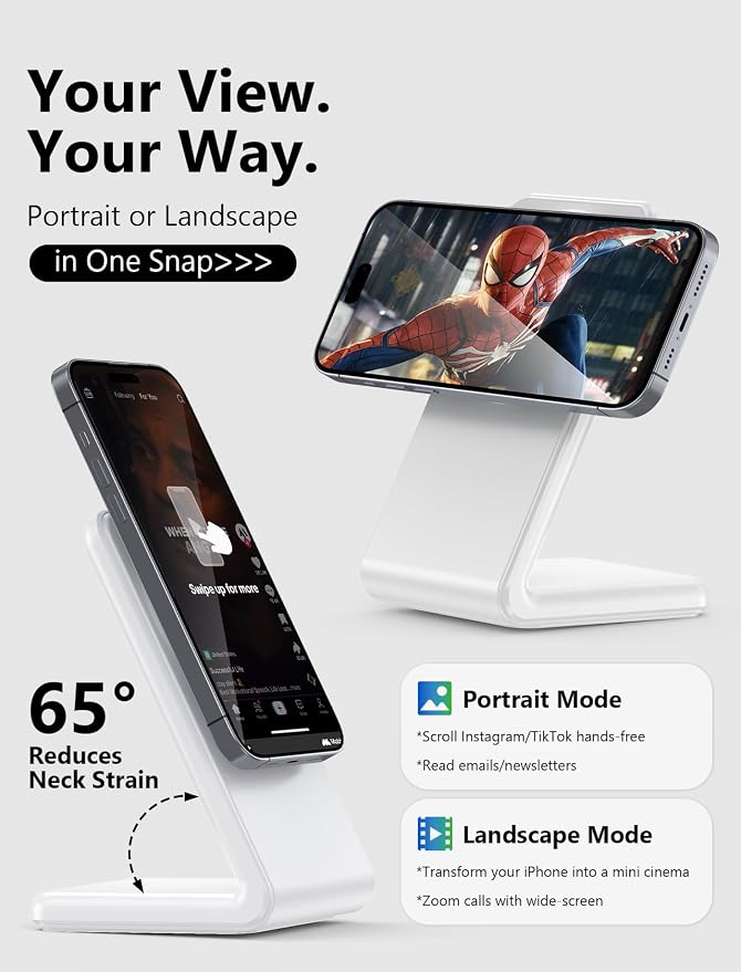 Mag.Safe Charger - iPhone Charger Stand, Magnetic Fast Wireless Charger for iPhone 17/16/15/14/13/12 Series - White-2Pack