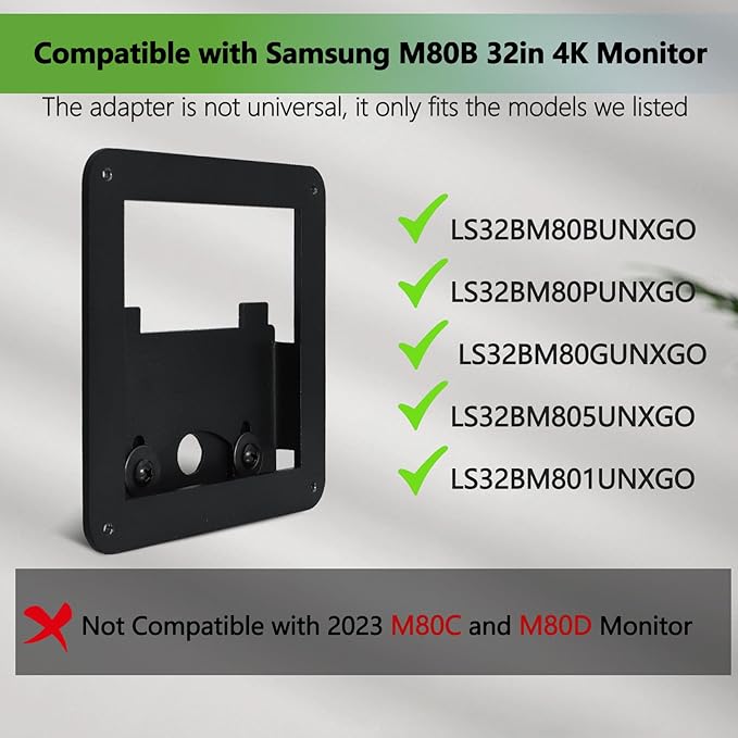 M80B Vesa Mount Adapter Compatible with Samsung M8 Series 32in 4K Monitor for 32M80B, 32BM80, LS32BM801，LS32BM80B，LS32BM80G，LS32BM80P ï¼?022 Model（Not Compatible with 2023 M80C and M80D）Monitor Stands