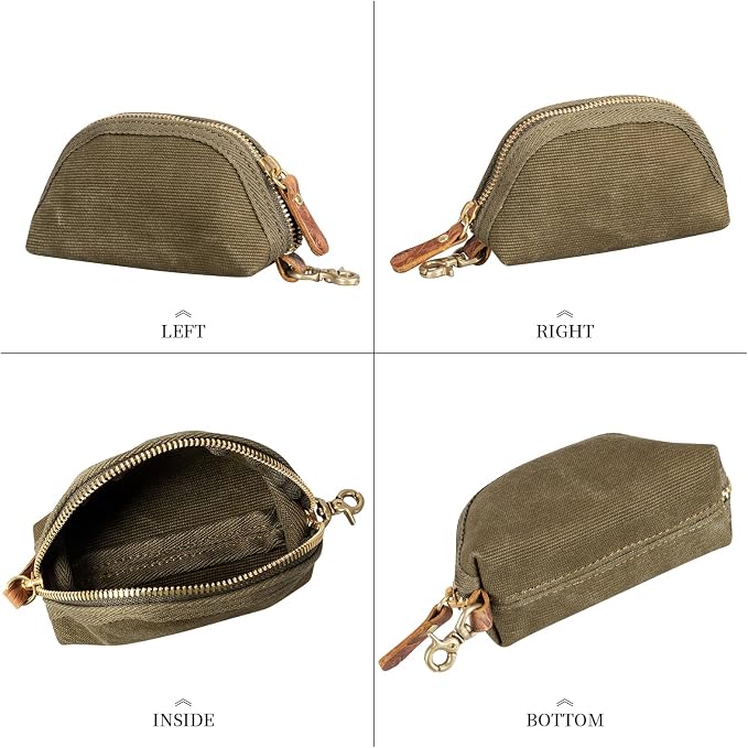 Gexmil Coin Purse with Zipper, Pure Premium Cotton, Mini Coin Pouch for Women Men, Change Wallet,Army Green