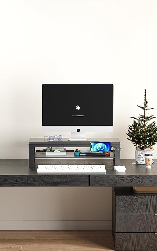 2-Tier Metal Computer monitor stand Laptop Desk Shelf & Monitor Riser ï¼?1.55 inches long desk riser Monitors/PC/Laptop/Computer Space Saver Organizer (Basic Version, Two-layer 550mm)