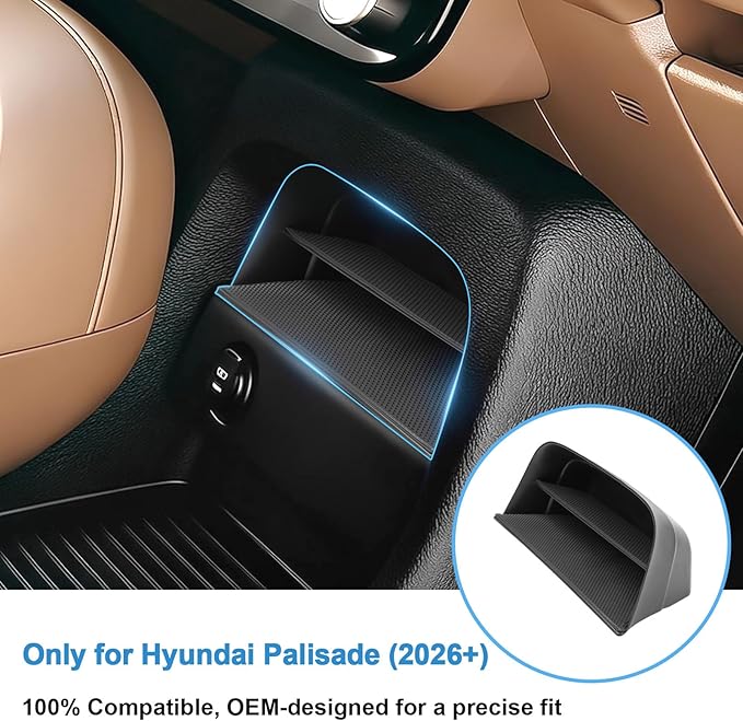 2026 Palisade Center Console Organizer (Lower Front) for Hyundai Palisade (SE/SEL Convenience/SEL Premium/Limited/XRT Pro/Calligraphy), Durable ABS Plastic Tray Insert 2026 Palisade Accessories