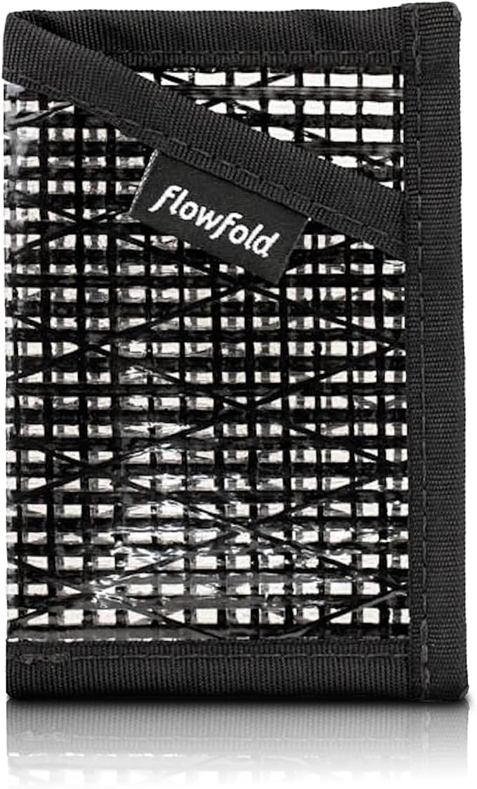 Flowfold Recycled Sailcloth Minimalist Card Holder Wallet | Slim and Durable with Cash pocket and Credit Card Slot | Minimalist Wallet Made in USA Holds 6-8 Cards