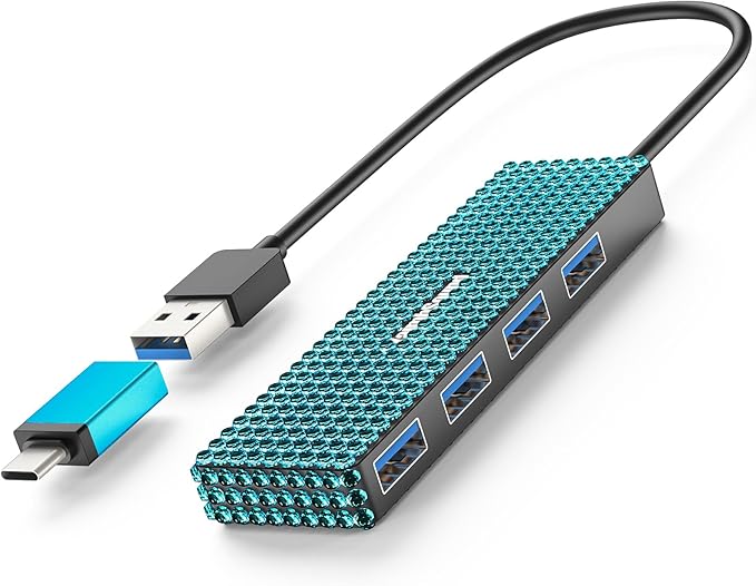 USB Splitter 1 in 2 Out, USB 3.0 Splitter Multiple USB, YaimhSound USB Extension Hub for Laptop/PC/Mac Pro/MacBook/Flash Drive, SSD,Gaming (Blue)