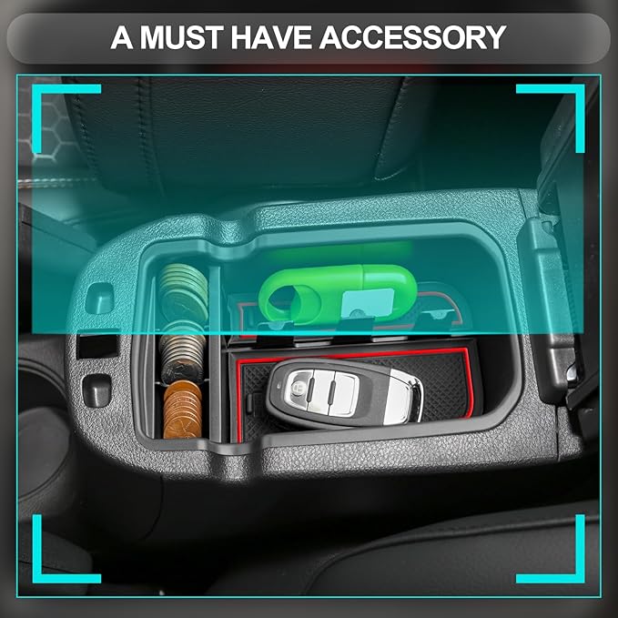 CDEFG Center Console Accessory Organizer Compatible with 2017 2018 2019 2020 2021 Compass, ABS Material Armrest Box Insert Tray Glove Secondary Storage Box (Red for Compass)